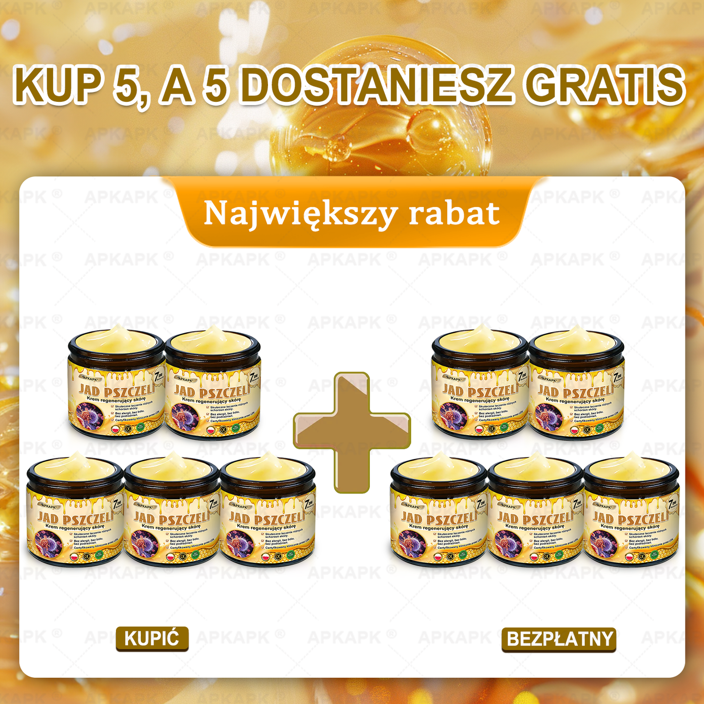 ΑPΚΑPK® Jad Pszczoły Kompleksowy Krem✨✨pomaga w leczeniu problemów skórnych, takich jak: zmarszczki, blizny, plamy pigmentacyjne, rozstępy, trądzik, łuszczyca, egzema, zmiany skórne, podrażnienia, stany zapalne i inne problemy skórne🔥