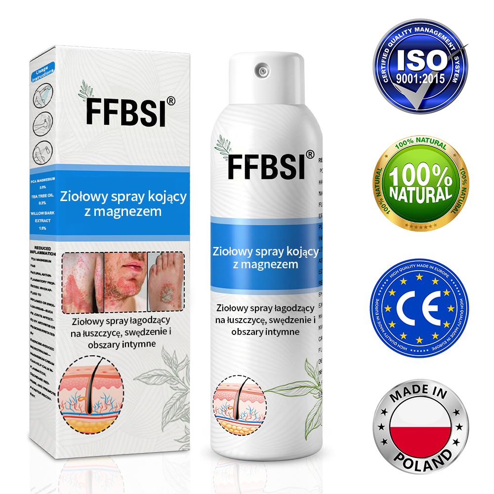 Szybka ulga w swędzeniu i ukojenie zaczerwienionej skóry! ⭐FFBSI® Magnezowy spray ziołowy na łuszczycę 🔥Łagodzi objawy łuszczycy, egzemy i trądziku, zmniejsza wypryski i przebarwienia, głęboko nawilża i wspiera regenerację skóry