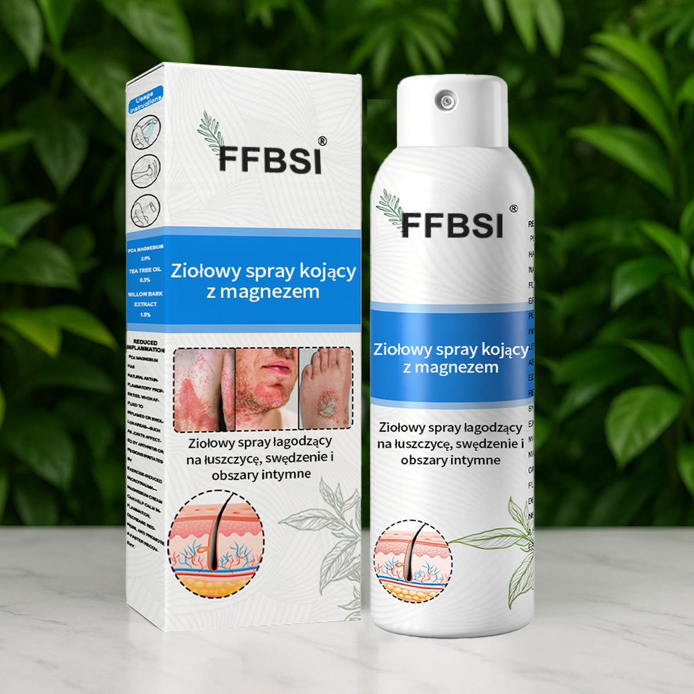 Szybka ulga w swędzeniu i ukojenie zaczerwienionej skóry! ⭐FFBSI® Magnezowy spray ziołowy na łuszczycę 🔥Łagodzi objawy łuszczycy, egzemy i trądziku, zmniejsza wypryski i przebarwienia, głęboko nawilża i wspiera regenerację skóry