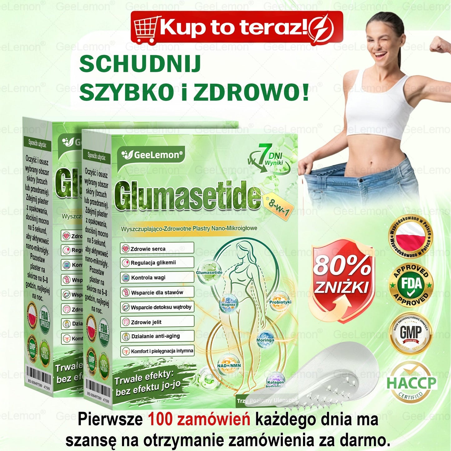 Oficjalny Sklep | 👩‍⚕️🛡️ 𝐆𝐞𝑒𝐿𝑒𝐦𝐨𝐧® 𝐆𝐥𝐮𝐦ase𝐭𝐢𝐝𝐞 𝟖 𝐰 𝟏 Smukły i Zdrowy Nano Plaster z Mikronakłuciami 🇵🇱(Tylko raz dziennie, widoczne zmiany już w 7 dni)✅ Na otyłość, 🅛🅞🅞🅢🅔 🅢🅚🅘🅝 wiotką skórę, cukrzycę, bezdech senny, problemy ze stawami i wiele więcej