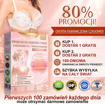 💜HISKIN® Mikroigłowe plastry na piersi wspierające efekt pełniejszego wyglądu, liftingu i ujędrnienia