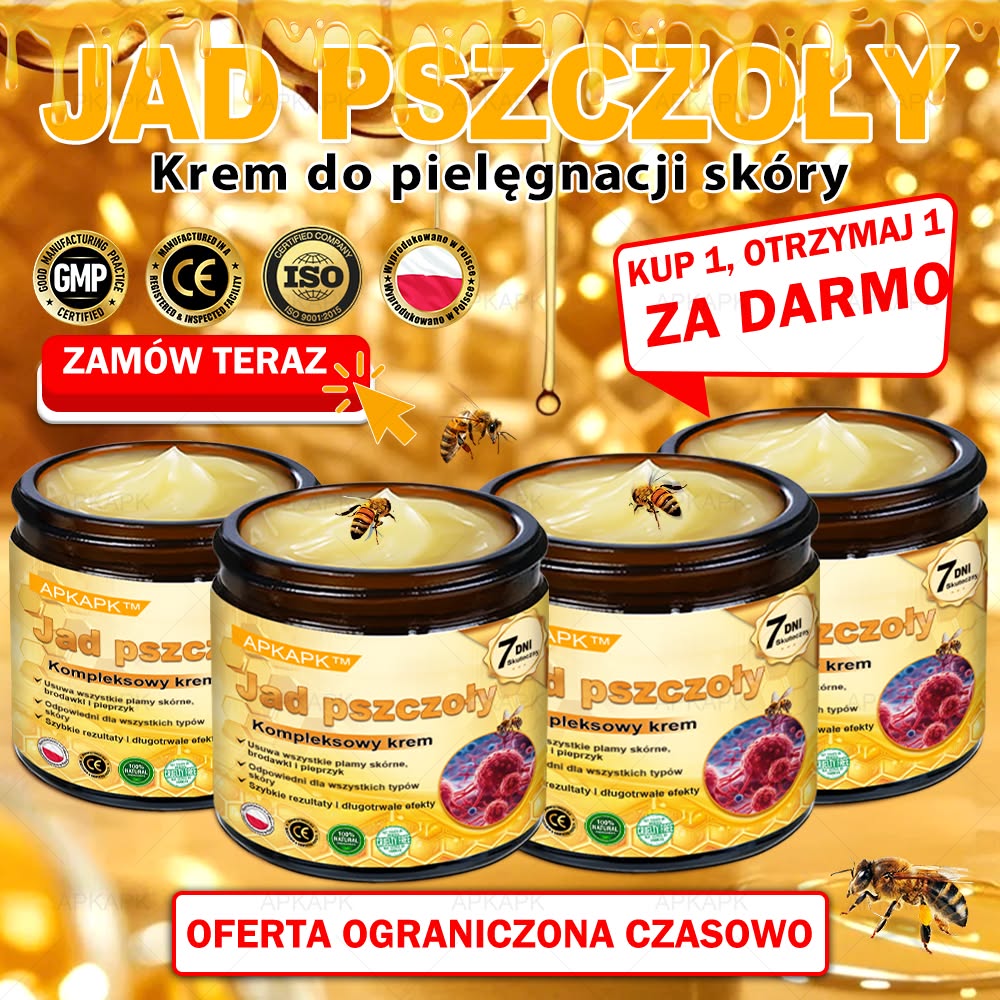 🔥ΑPΚΑPK® Jad Pszczoły Kompleksowy Krem🥇pomaga w leczeniu problemów skórnych, takich jak: zmarszczki, blizny, plamy pigmentacyjne, rozstępy, trądzik, łuszczyca, egzema, zmiany skórne, podrażnienia, stany zapalne i inne problemy skórne🔥
