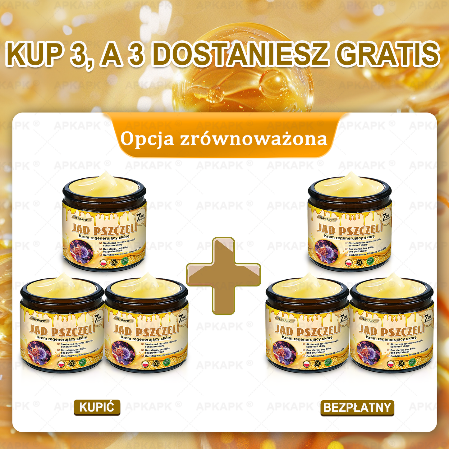 ΑPΚΑPK® Jad Pszczoły Kompleksowy Krem✨✨pomaga w leczeniu problemów skórnych, takich jak: zmarszczki, blizny, plamy pigmentacyjne, rozstępy, trądzik, łuszczyca, egzema, zmiany skórne, podrażnienia, stany zapalne i inne problemy skórne🔥