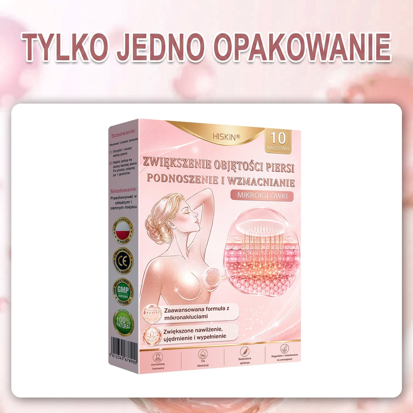 💜HISKIN® Mikroigłowe plastry na piersi wspierające efekt pełniejszego wyglądu, liftingu i ujędrnienia