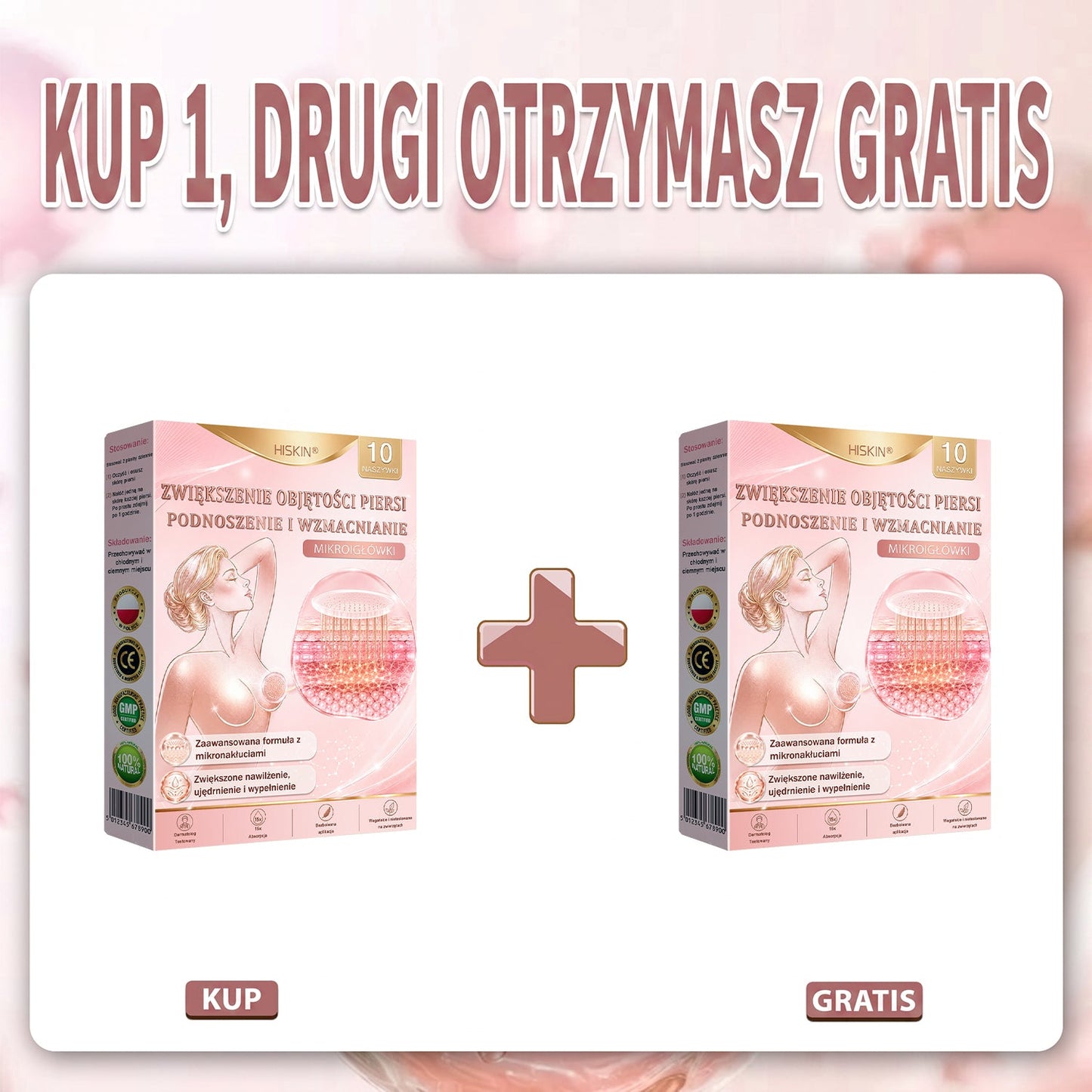 💜HISKIN® Mikroigłowe plastry na piersi wspierające efekt pełniejszego wyglądu, liftingu i ujędrnienia