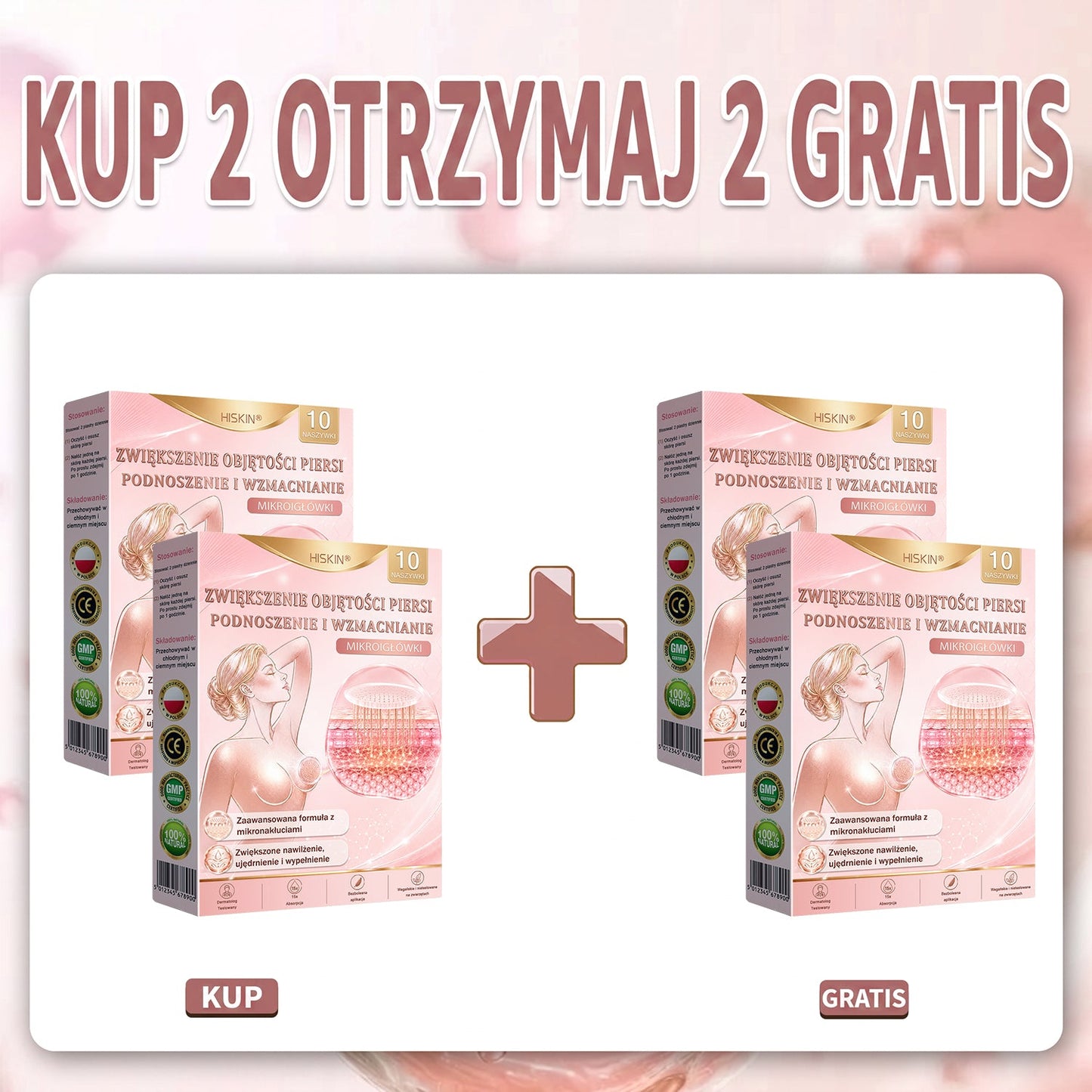 💜HISKIN® Mikroigłowe plastry na piersi wspierające efekt pełniejszego wyglądu, liftingu i ujędrnienia